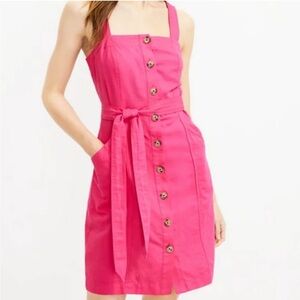 LOFT Fuchsia Button-Front Mini Dress
